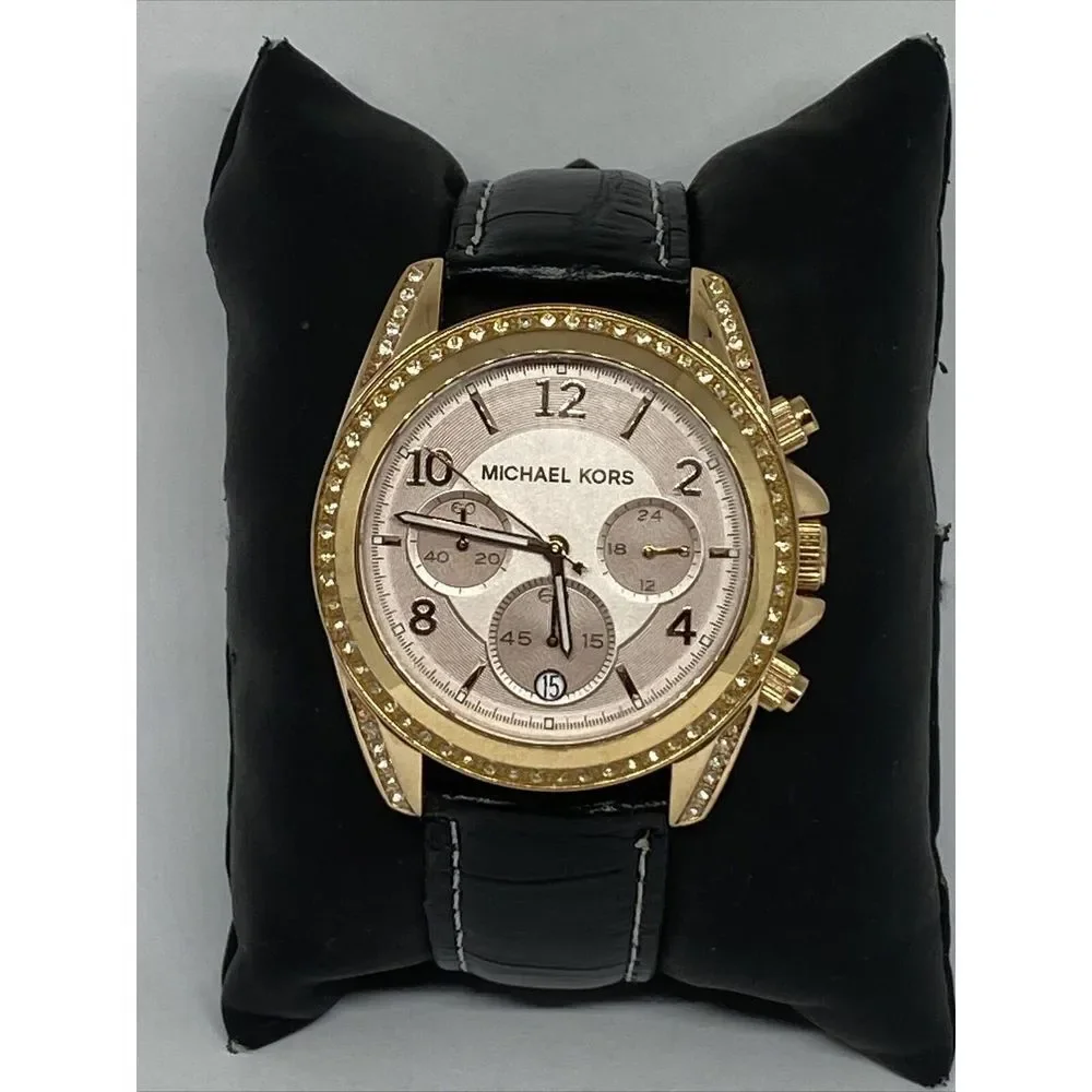 Michael Kors Blair MK5943 Women's Black Leather Analog Dial Quartz Watch WO324
